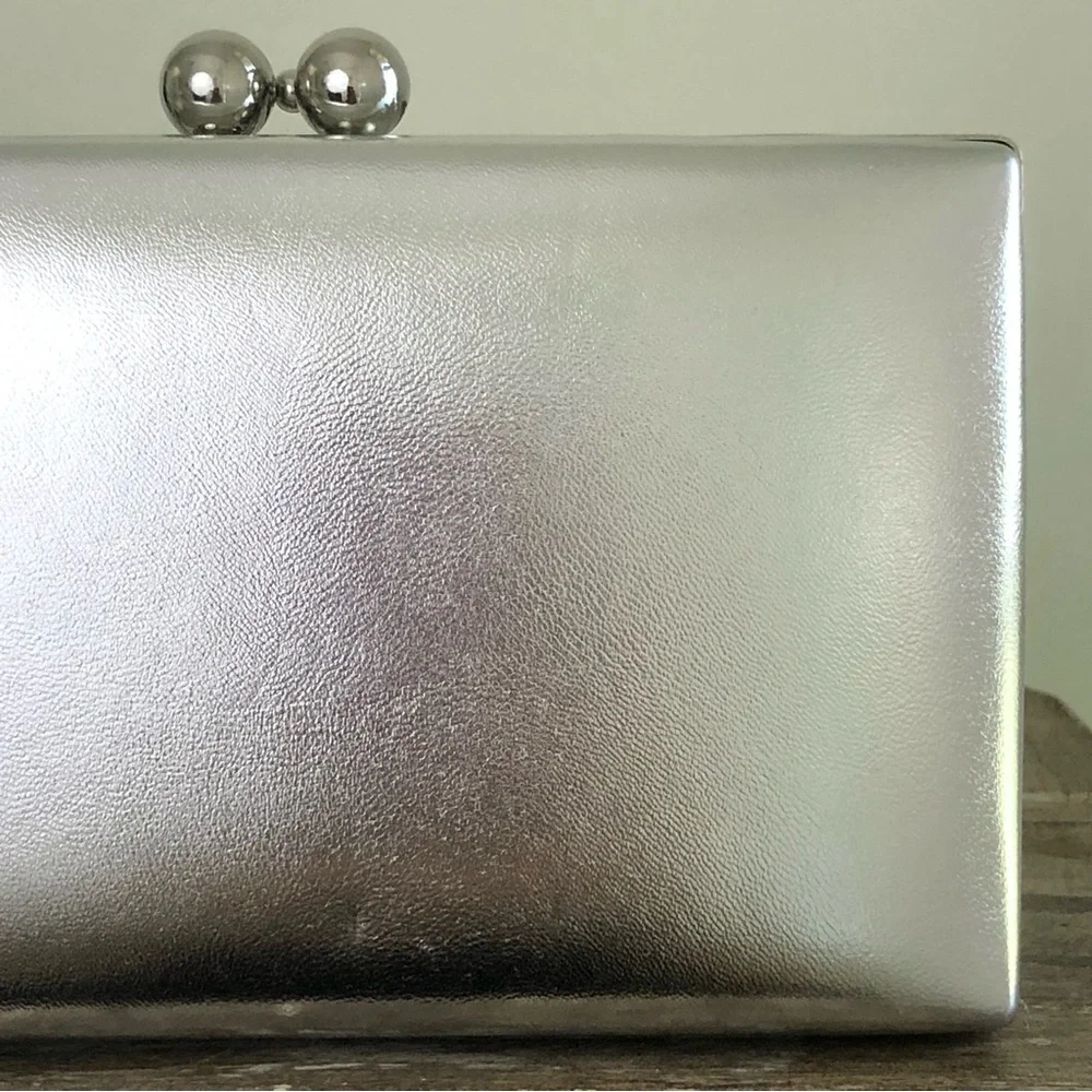 EVER NEW Handbag Silver Pink Clutch Bridal Bridesmaid Wedding Formal Dressy - Picture 10 of 16